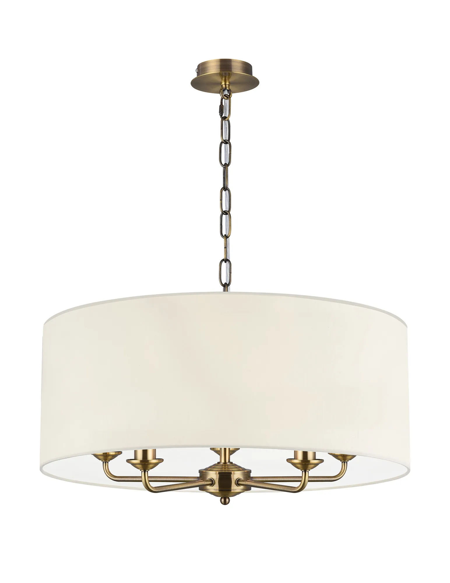 Banyan 60cm 5 Light Pendant Antique Brass; Ivory Pearl/White DK0662  Deco Banyan AB IV